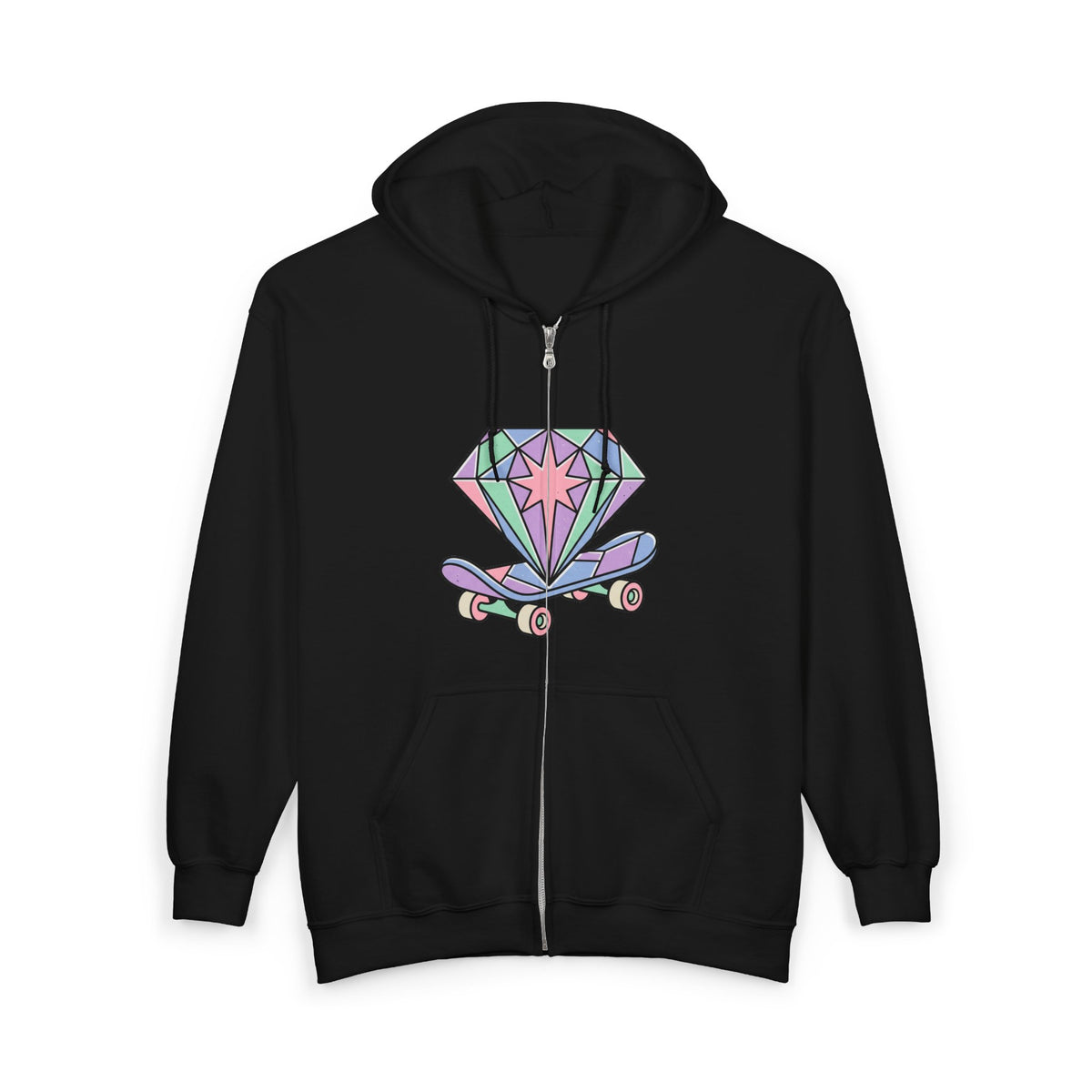 Diamond Skateboard Zip Hoodie — Skate Jones Graphic Streetwear
