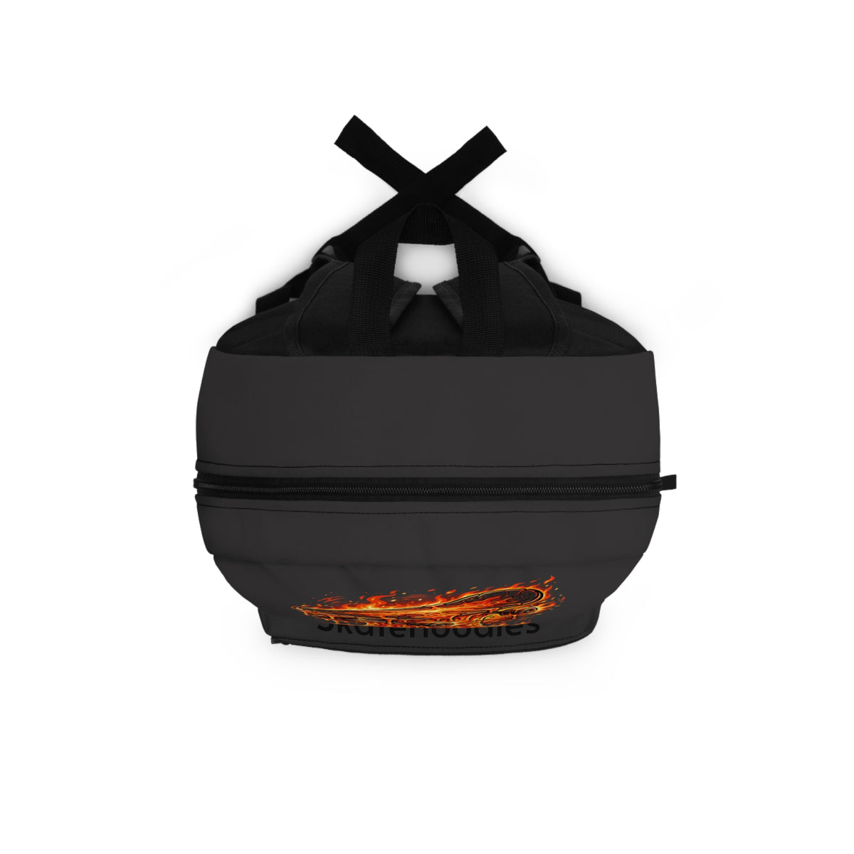 Flaming Skateboard Backpack — Melting Wheels Graphic Bag for Skateboarders