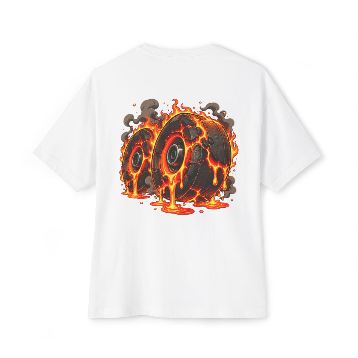 Melting Skateboard Tee — Fiery Skate Graphic Oversized T-Shirt