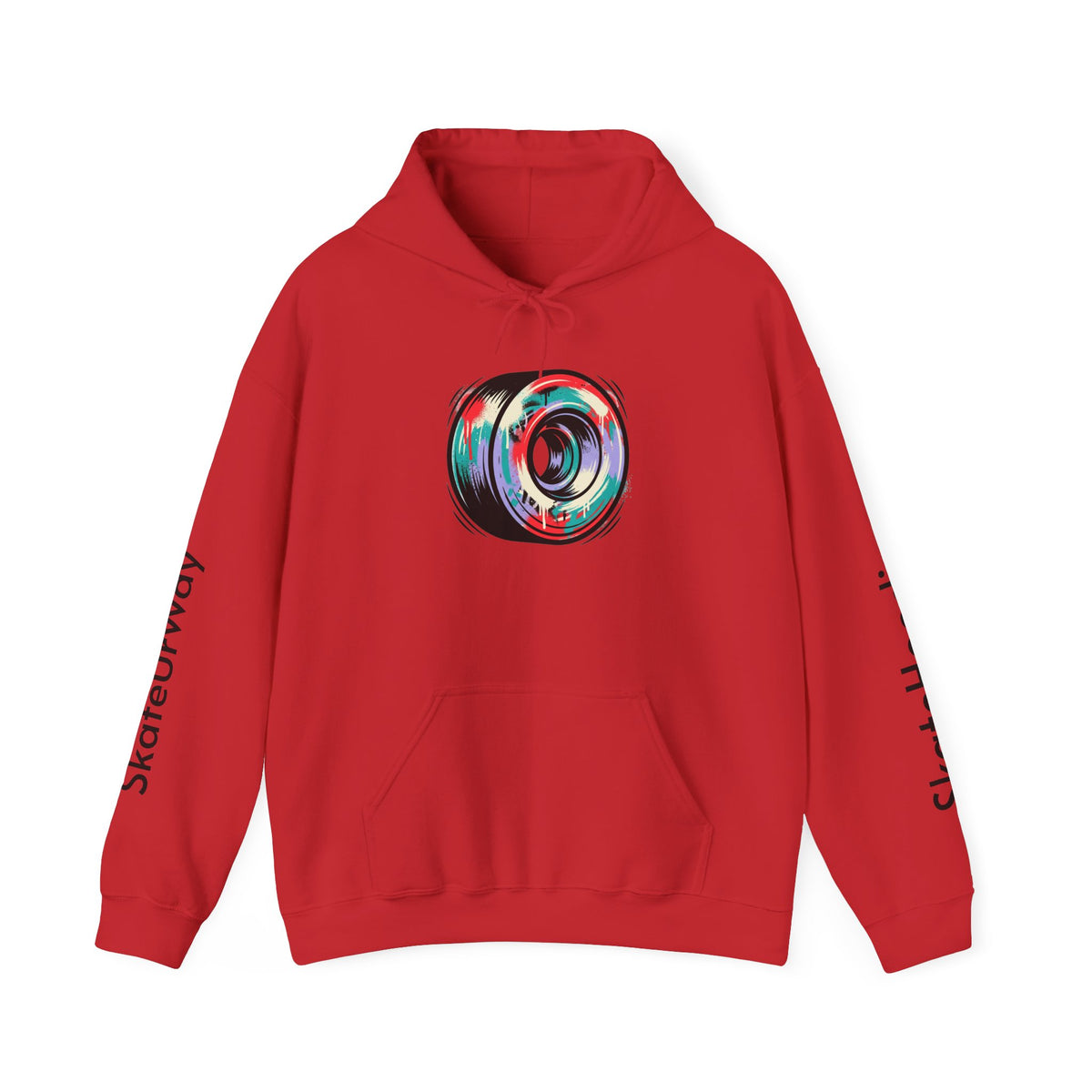Skate Wheel Graphic Hoodie — Colorful Abstract Skateboard Wheel Sweatshirt