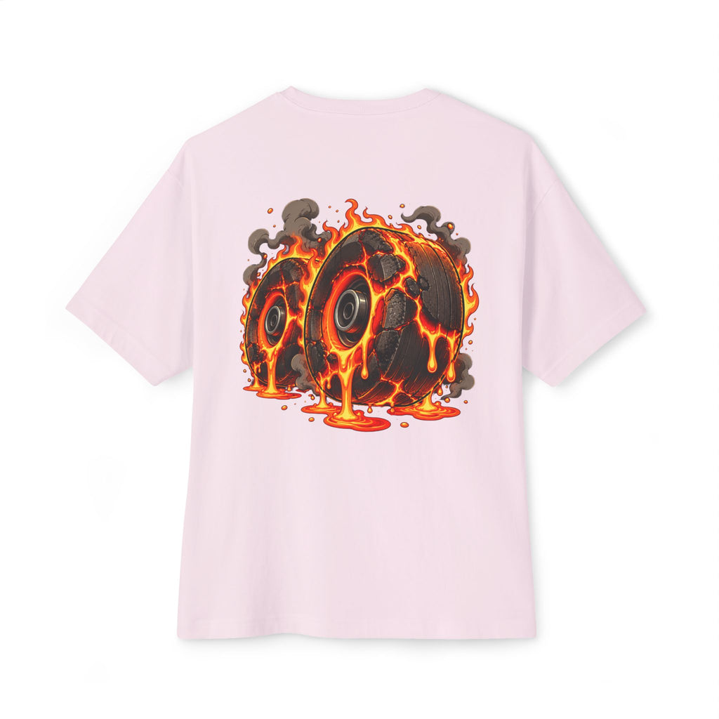 Melting Skateboard Tee — Fiery Skate Graphic Oversized T-Shirt