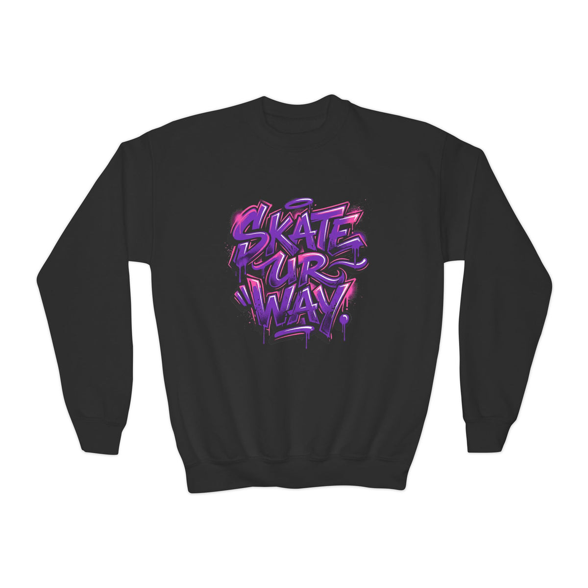 Skate Life Graffiti Crewneck Sweatshirt | Skateboard Streetwear, Purple Script