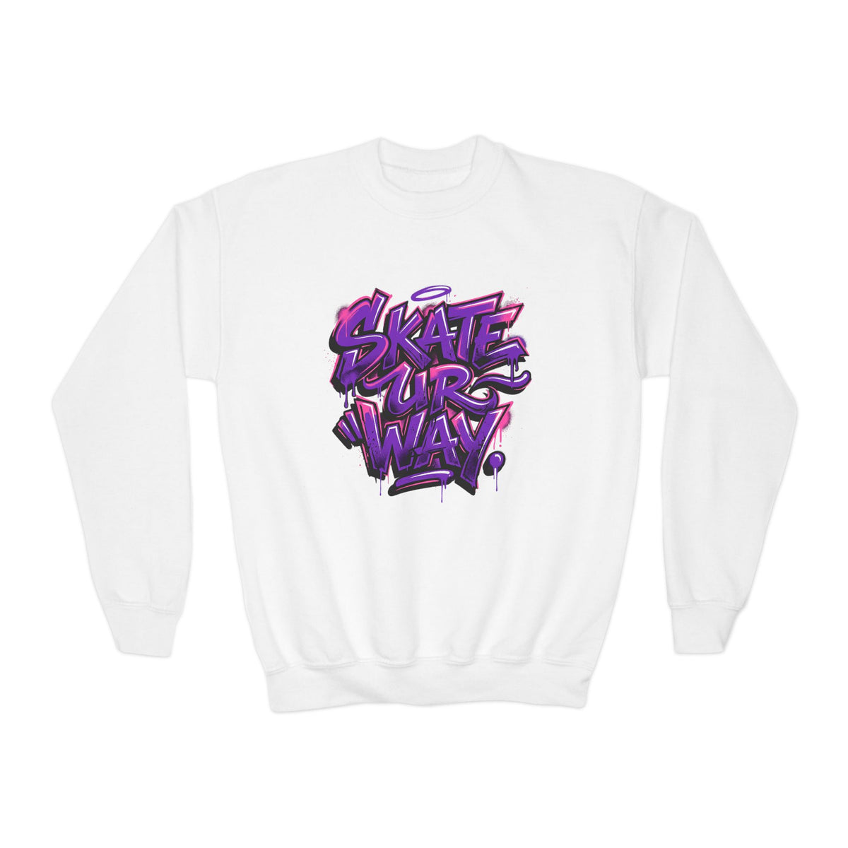 Skate Life Graffiti Crewneck Sweatshirt | Skateboard Streetwear, Purple Script