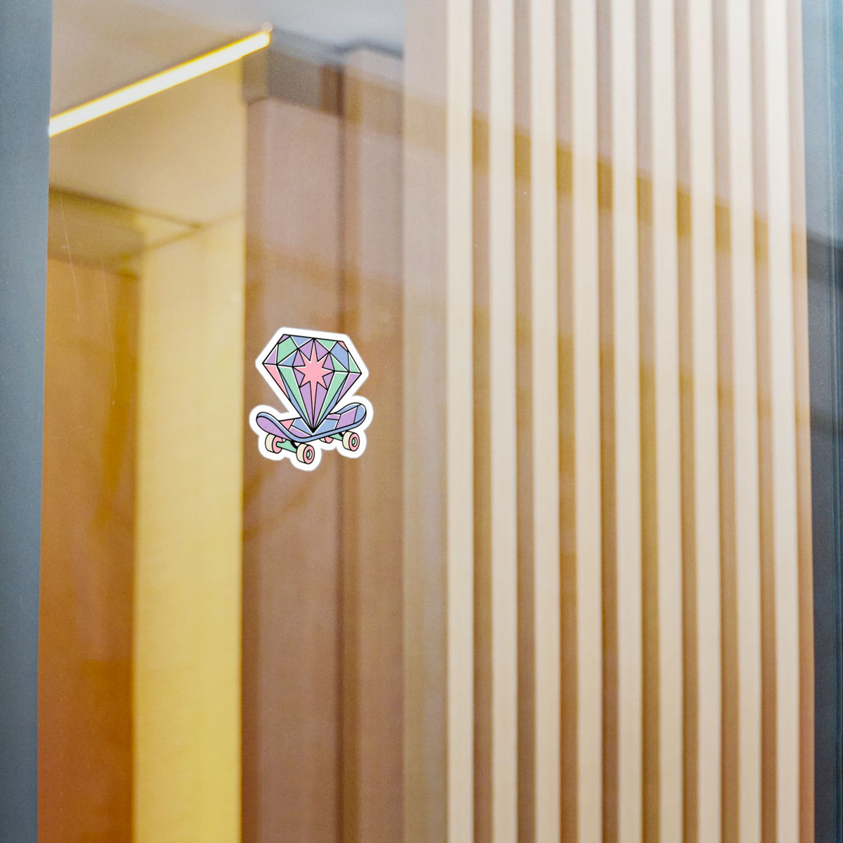 Pastel Diamond Skateboard Kiss-Cut Vinyl Sticker — Cute Skateboard Decal